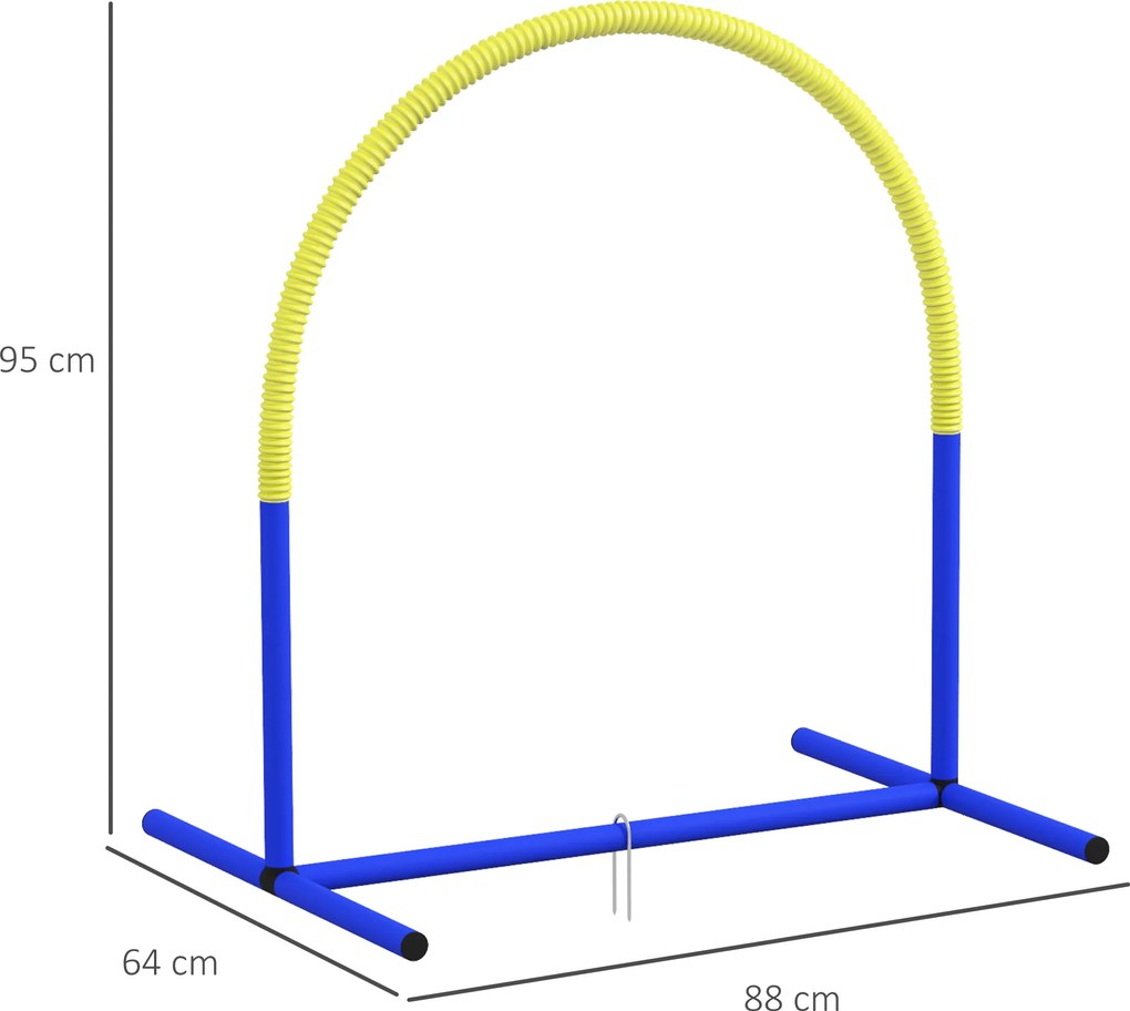 PawHut Echipament de Agilitate pentru Câini, Set Portabil din 4 Piese pentru Antrenament, 95x88x64 cm, Albastru | Aosom Romania