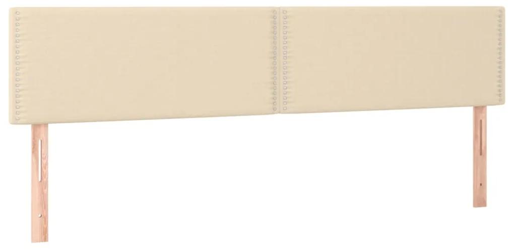 Pat box spring cu saltea, crem, 180x200 cm, material textil Crem, 180 x 200 cm, Culoare unica si cuie de tapiterie