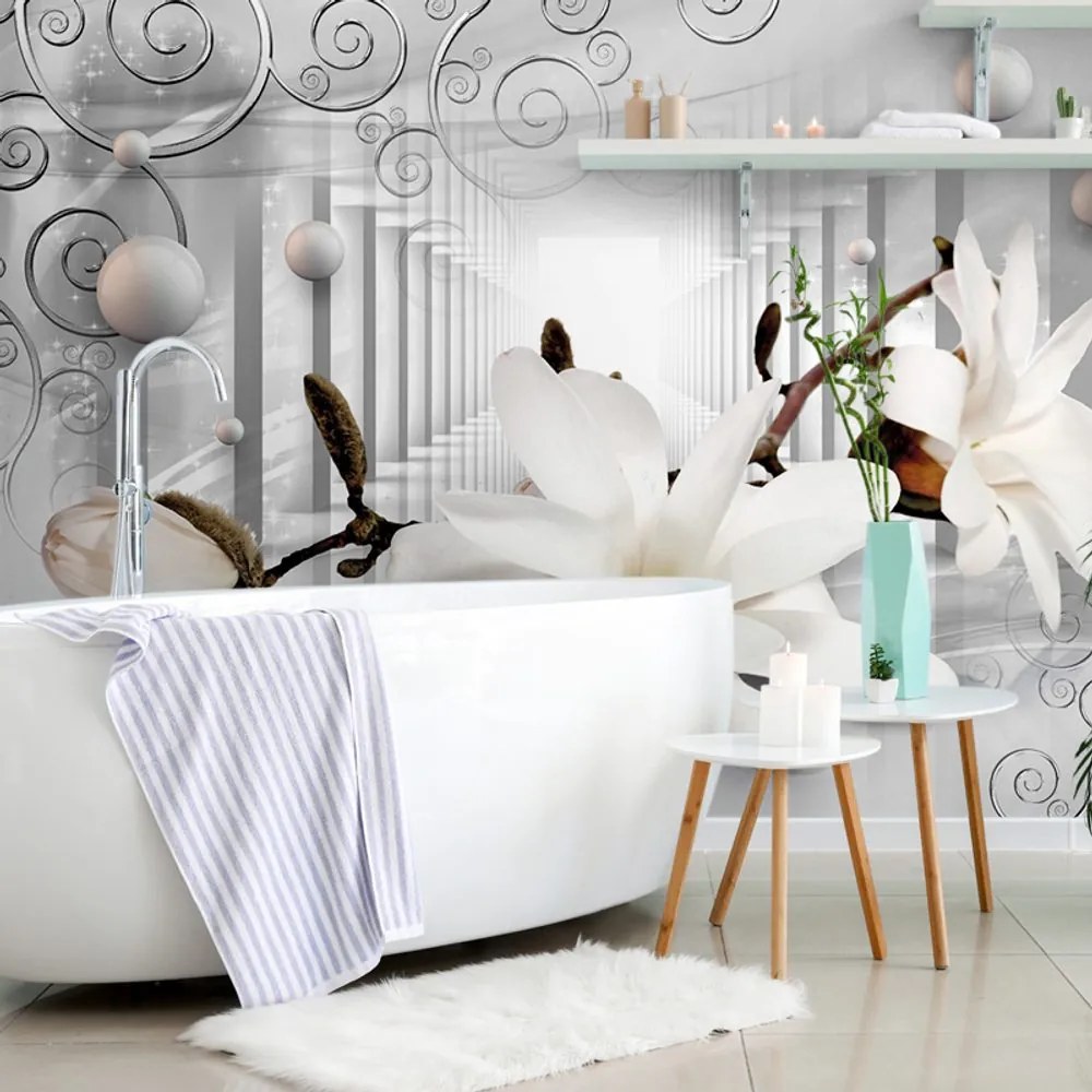 Tapet autoadeziv magnolie cu fundal abstract