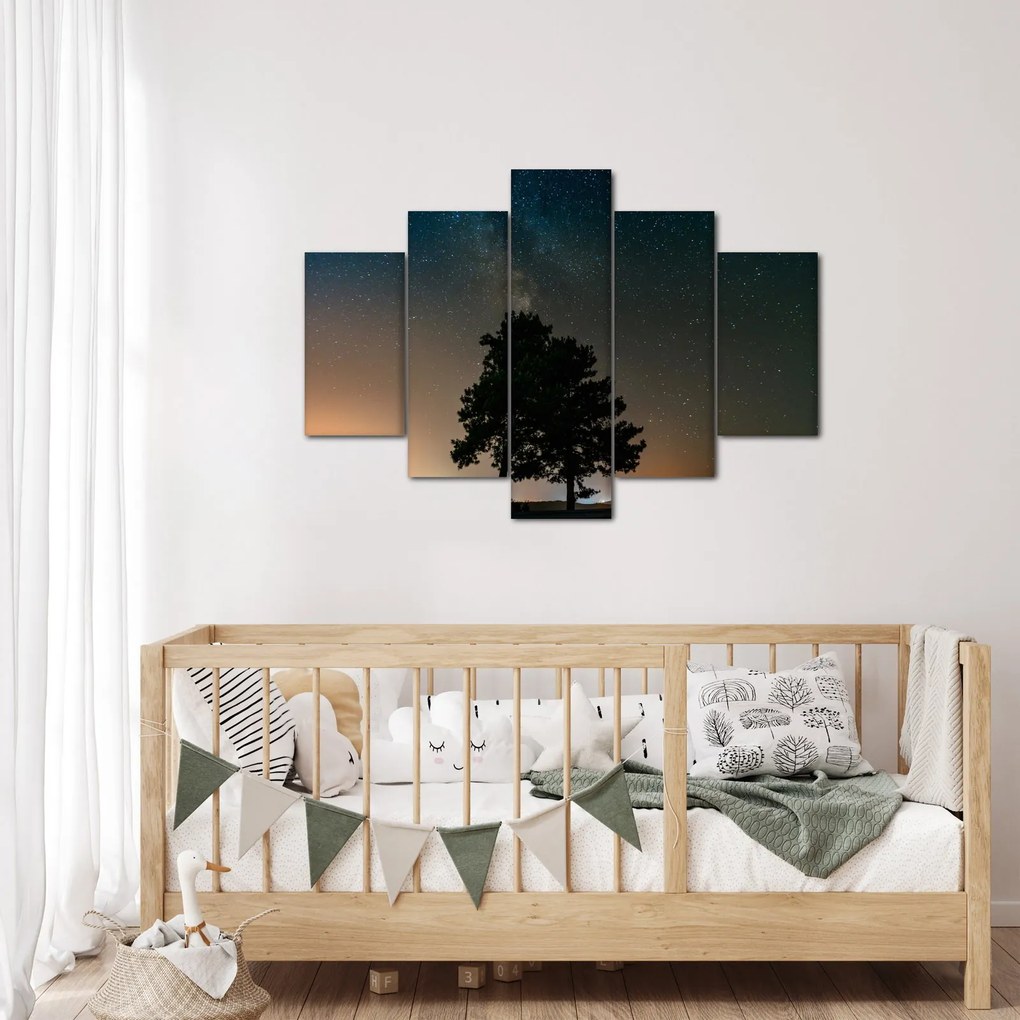 Tablou cu cerul nocturn și copaci (150x105 cm)