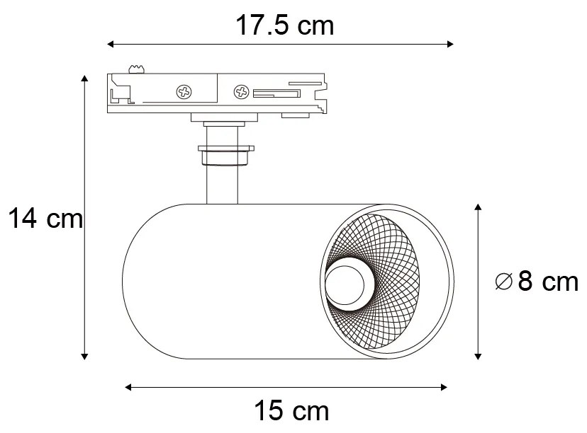 Spot modern negru pentru sistem de șină monofazat, inclusiv LED - Iconic Mark