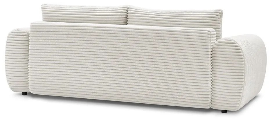 Canapea crem extensibilă cu tapițerie din catifea reiată 257 cm Lucien – Bobochic Paris