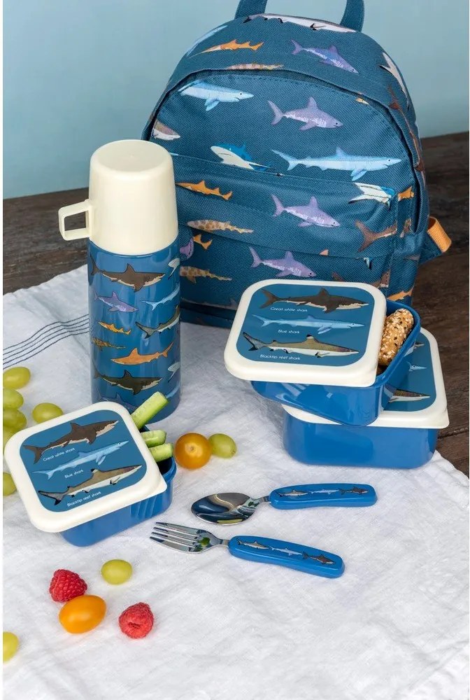 Cutii de gustări pentru copii albastru-închis 3 buc. Sharks – Rex London