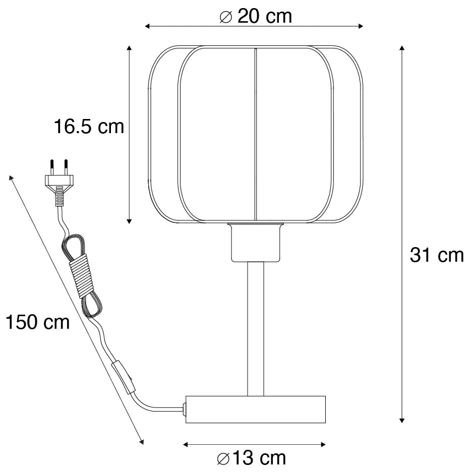Lampă de masă Japandi neagră cu alb - Madleine