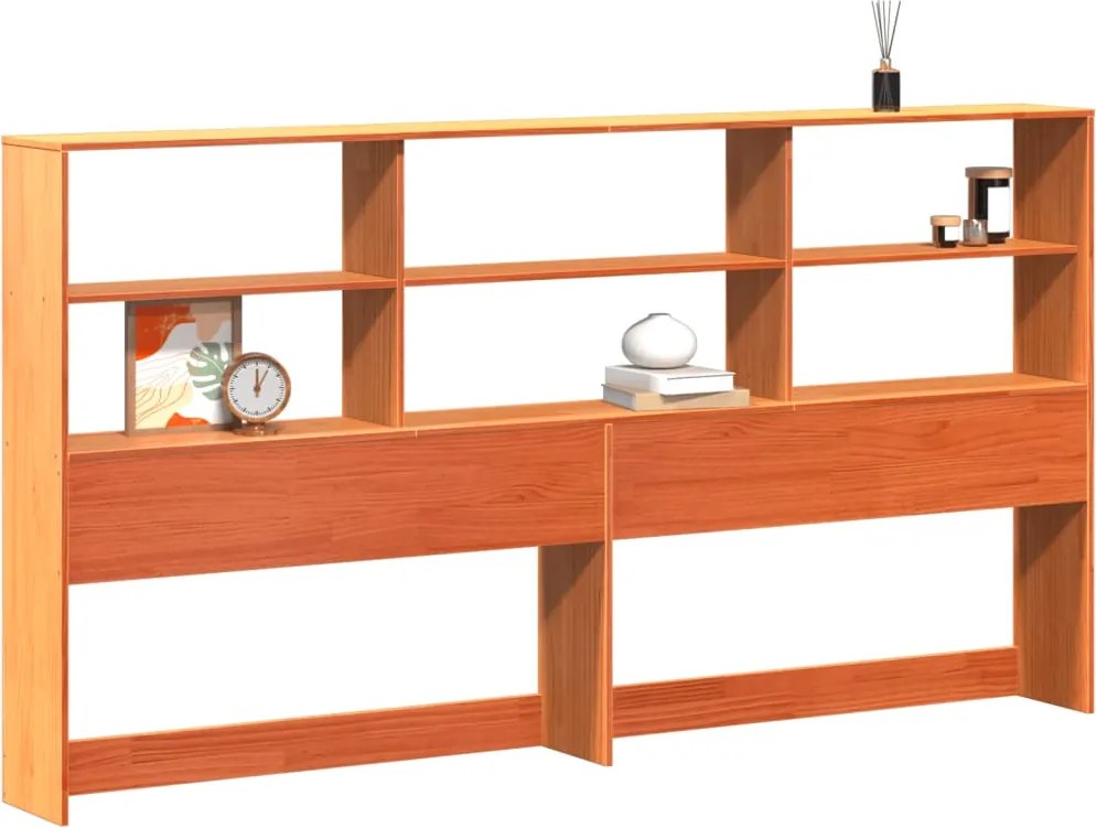 vidaXL Tăblie de pat cu depozitare maro ceruit, 200 cm, lemn masiv pin