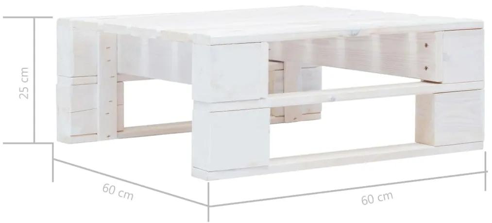 Set mobilier paleti cu perne, 6 piese, alb, lemn de pin tratat Gri, 2x colt + mijloc + 2x suport pentru picioare + masa, Alb, 1