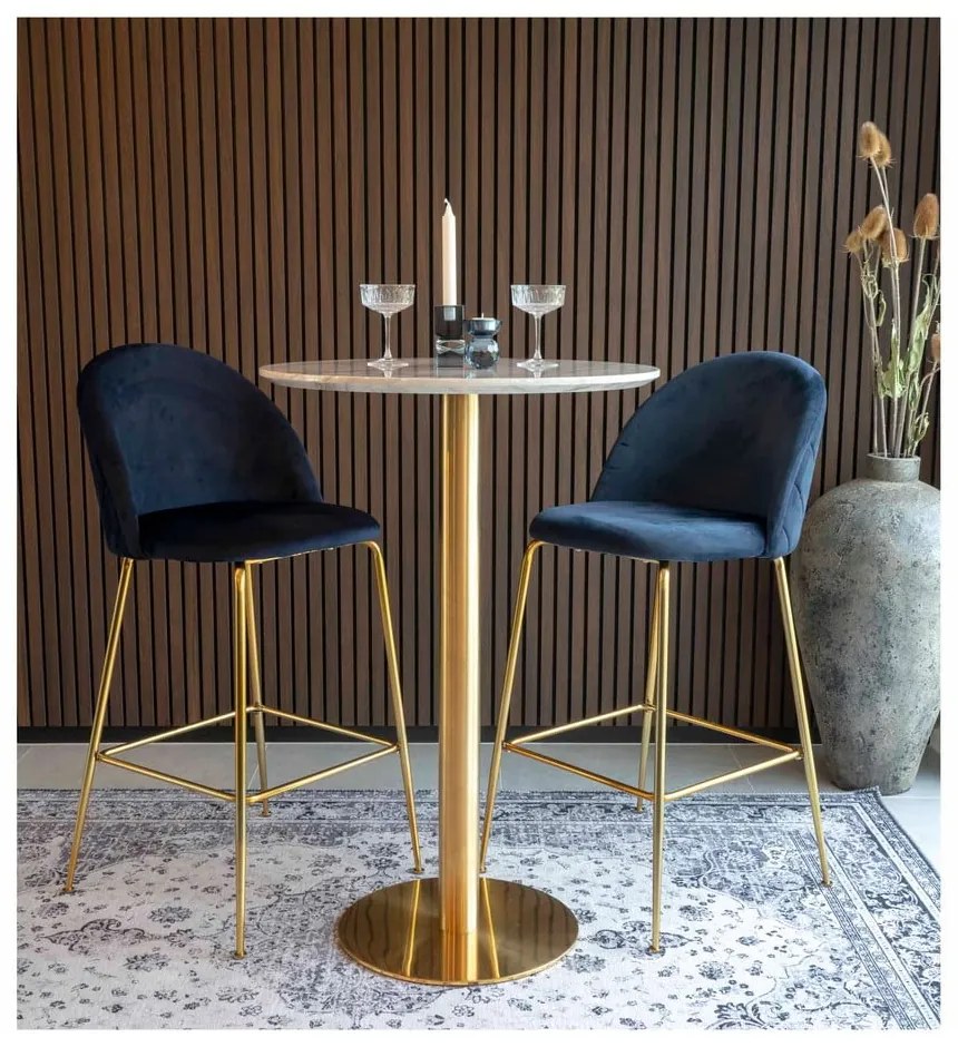 Masă de bar rotundă cu blat cu aspect de marmură ø 70 cm Bolzano – House Nordic