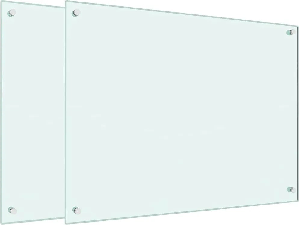 vidaXL Panou antistropi bucătărie 2 buc. alb 80x60cm sticlă securizată