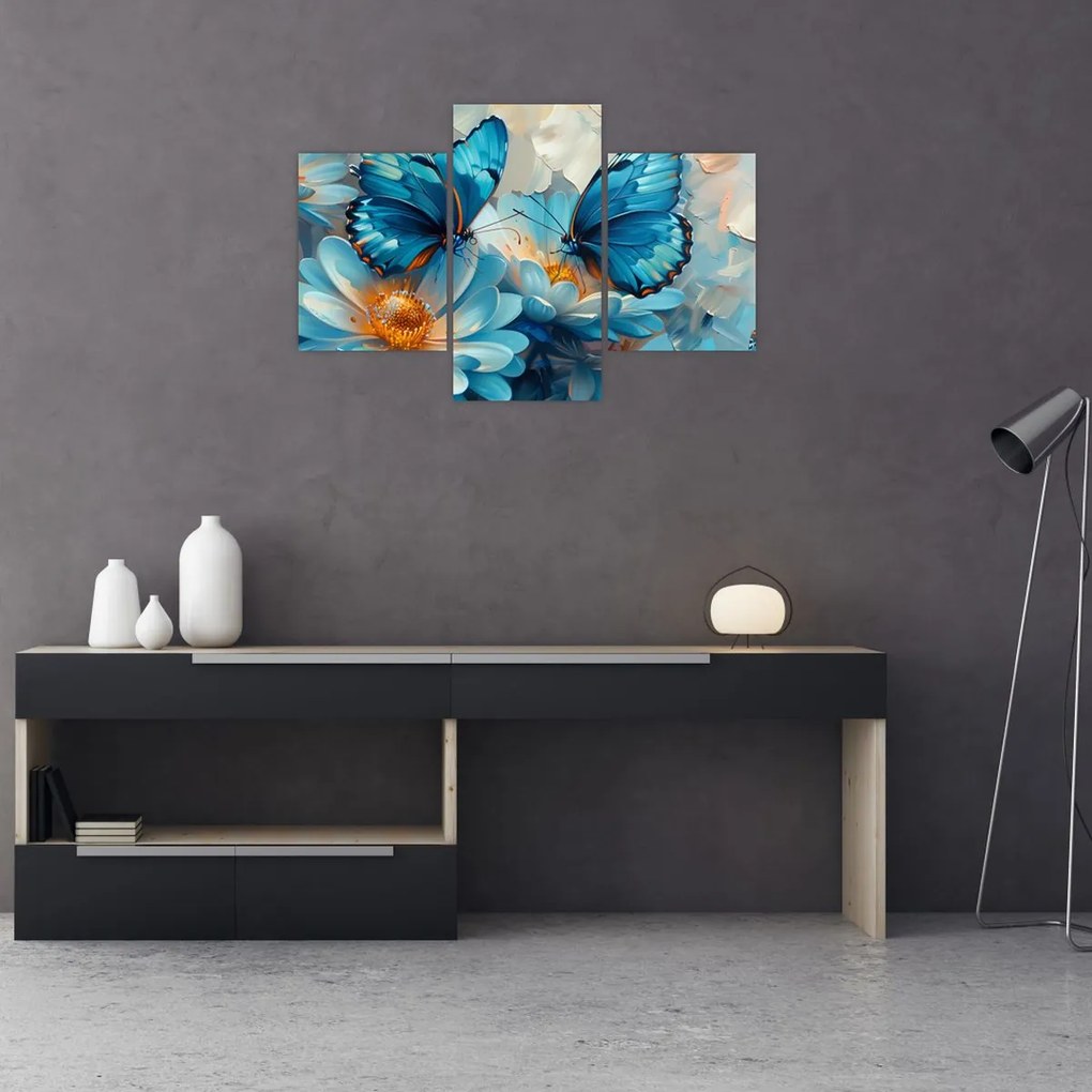 Tablou - Fluturi albaștri (90x60 cm)