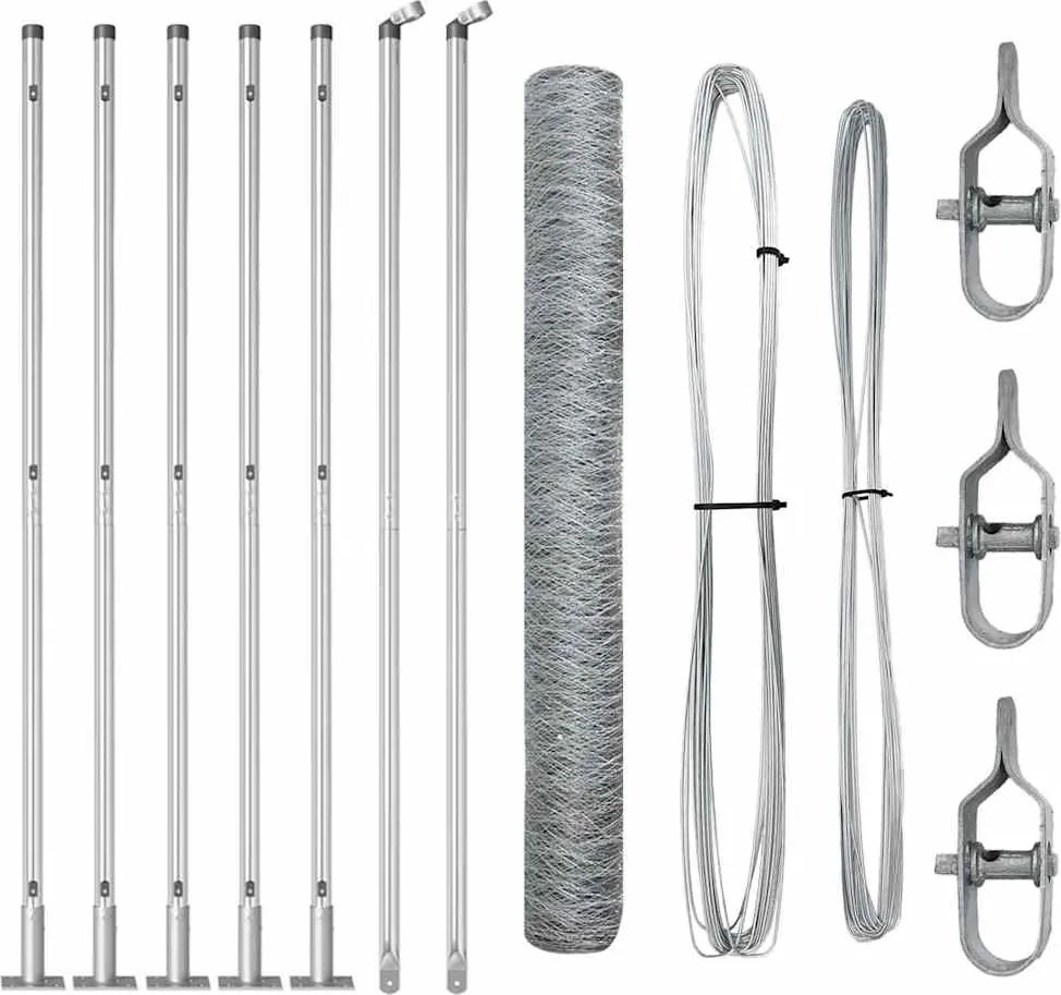 vidaXL Stâlp de gard. Argintiu 10 x 0,8 m (plasă de 50 mm) Oțel