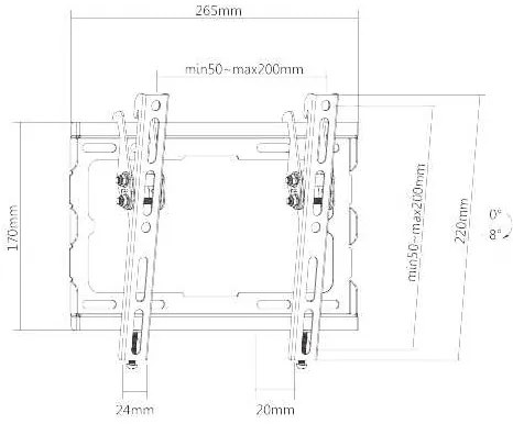Suport de perete reglabil TV Brateck KL32-22T, negru