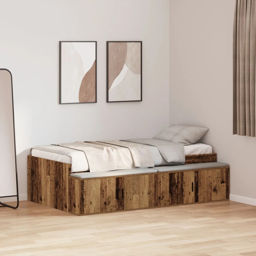 vidaXL Cadru de Pat Uzat Lemn 75x190 cm