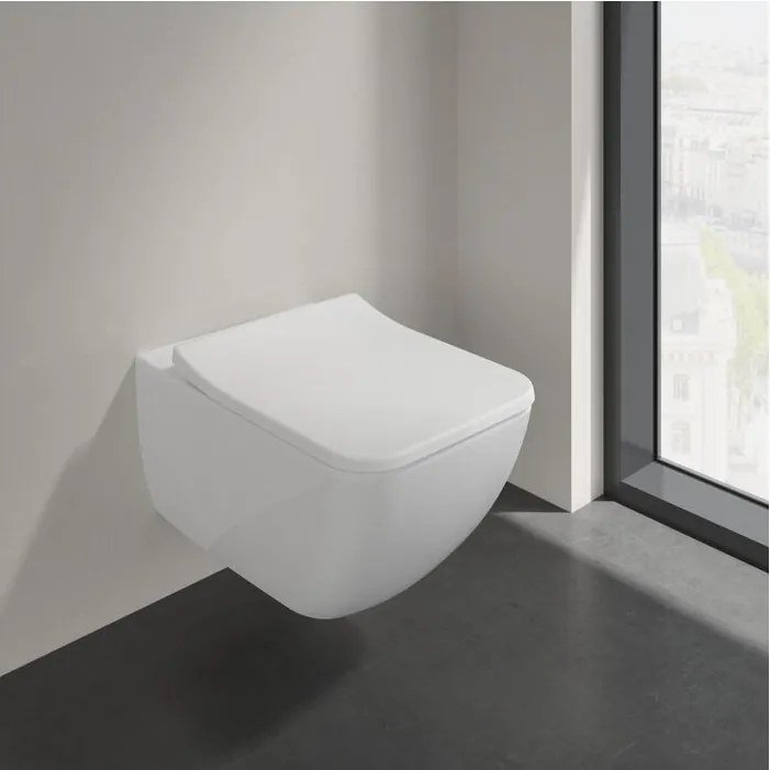 Set vas WC suspendat Villeroy&Boch Collaro Combi-Pack DirectFlush Rimless cu capac softclose alb Alpin CeramicPlus