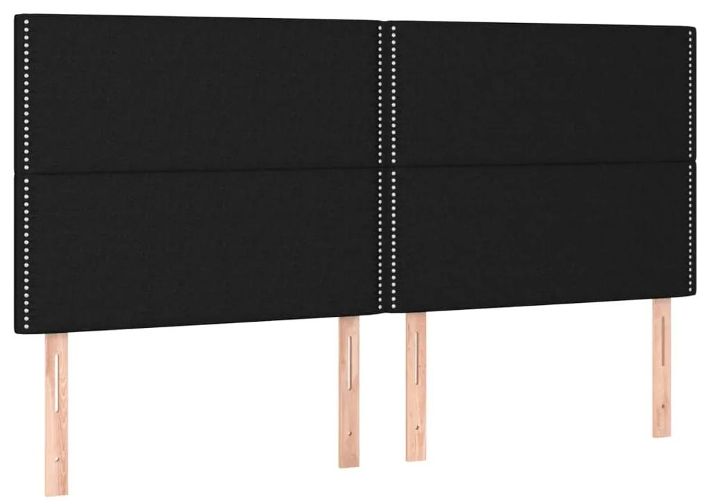 Tablie de pat cu LED, negru, 180x5x118 128 cm, textil 1, Negru, 180 x 5 x 118 128 cm