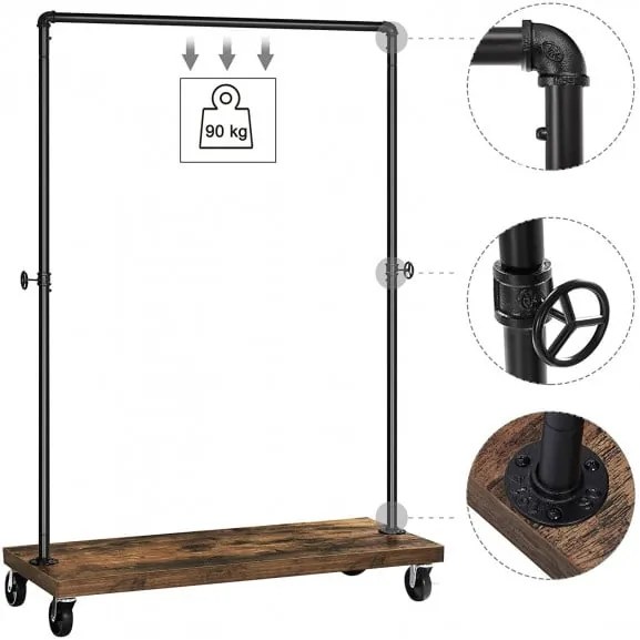 Cuier Cu Role Haine Vintage Negru, 103.5 Cm