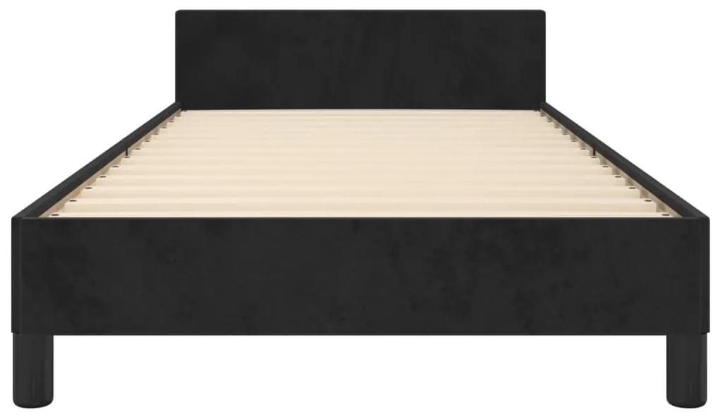 Cadru de pat cu tablie, negru, 90x190 cm, catifea Negru, 90 x 190 cm, Cu blocuri patrate