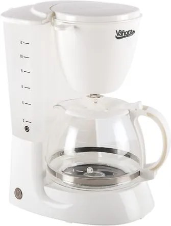 Cafetiera Vanora, 750W, 1.25 L,, filtru detasabil, functie anti-picurare, mentinere cald, Alb