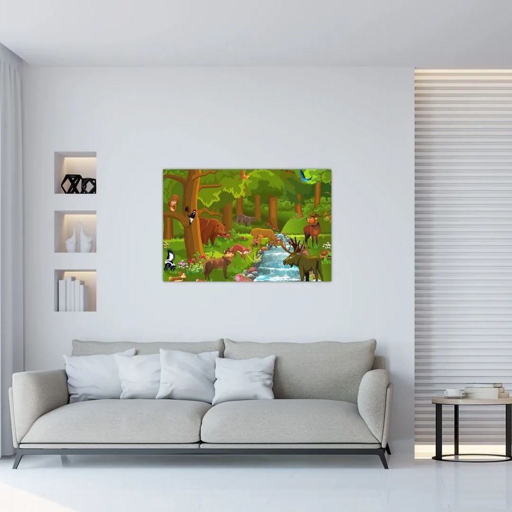 Tablou pentru copii cu animale (90x60 cm)