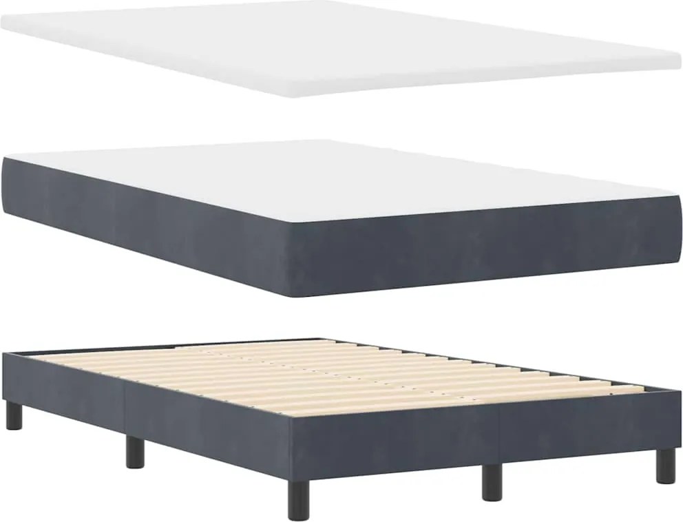 vidaXL Pat cu arc LED cu saltea cu led Gri închis 120 x 190 cm Catifea