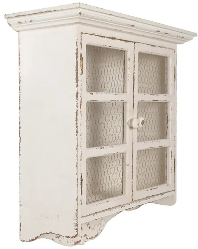 Dulap de perete, alb, din lemn, aspect vintage, Blanchette
