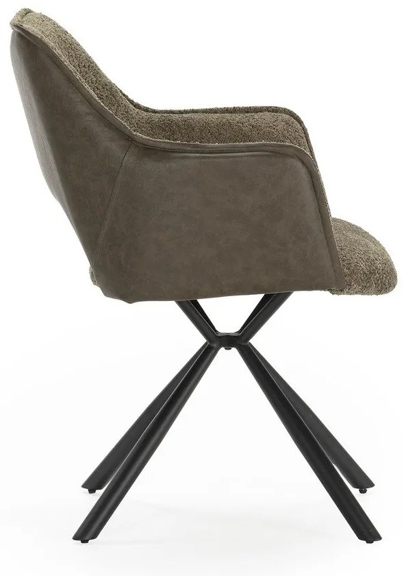 Set de scaune de sufragerie verde cu cotiere 2 buc. tapițat Mariel – Marckeric