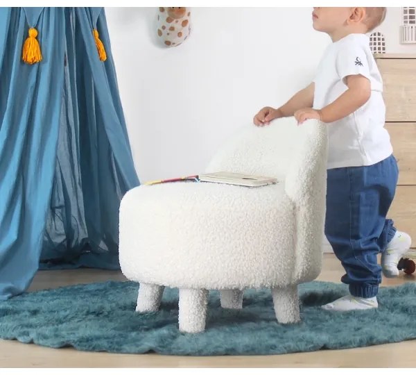 Fotoliu pentru copii PIXI, Ø 46 cm, alb
