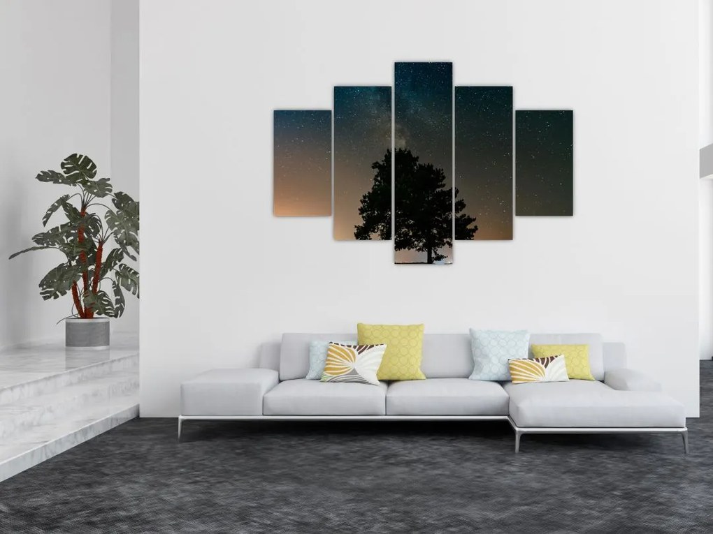 Tablou cu cerul nocturn și copaci (150x105 cm)