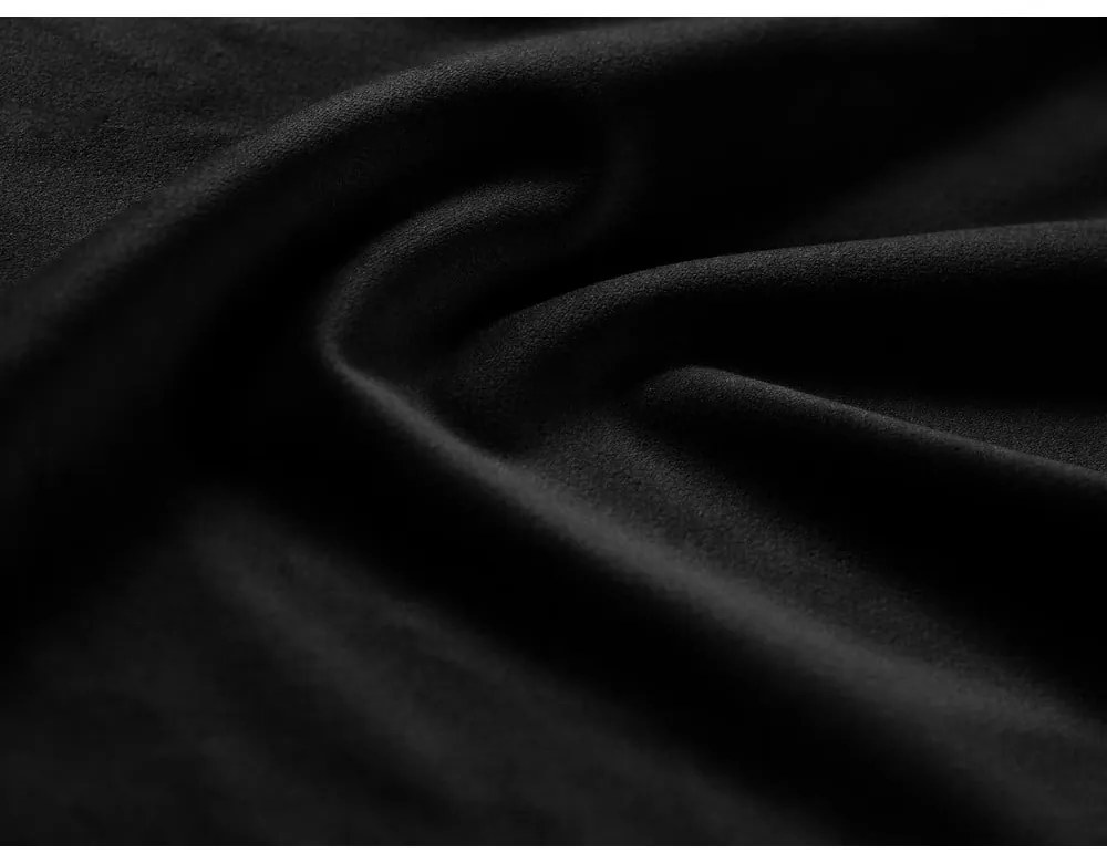 Colțar negru extensibil, cu spațiu de depozitare cu tapițerie din catifea (cu colț pe partea dreaptă-în formă de ”L”) Kyoto – Cosmopolitan Design