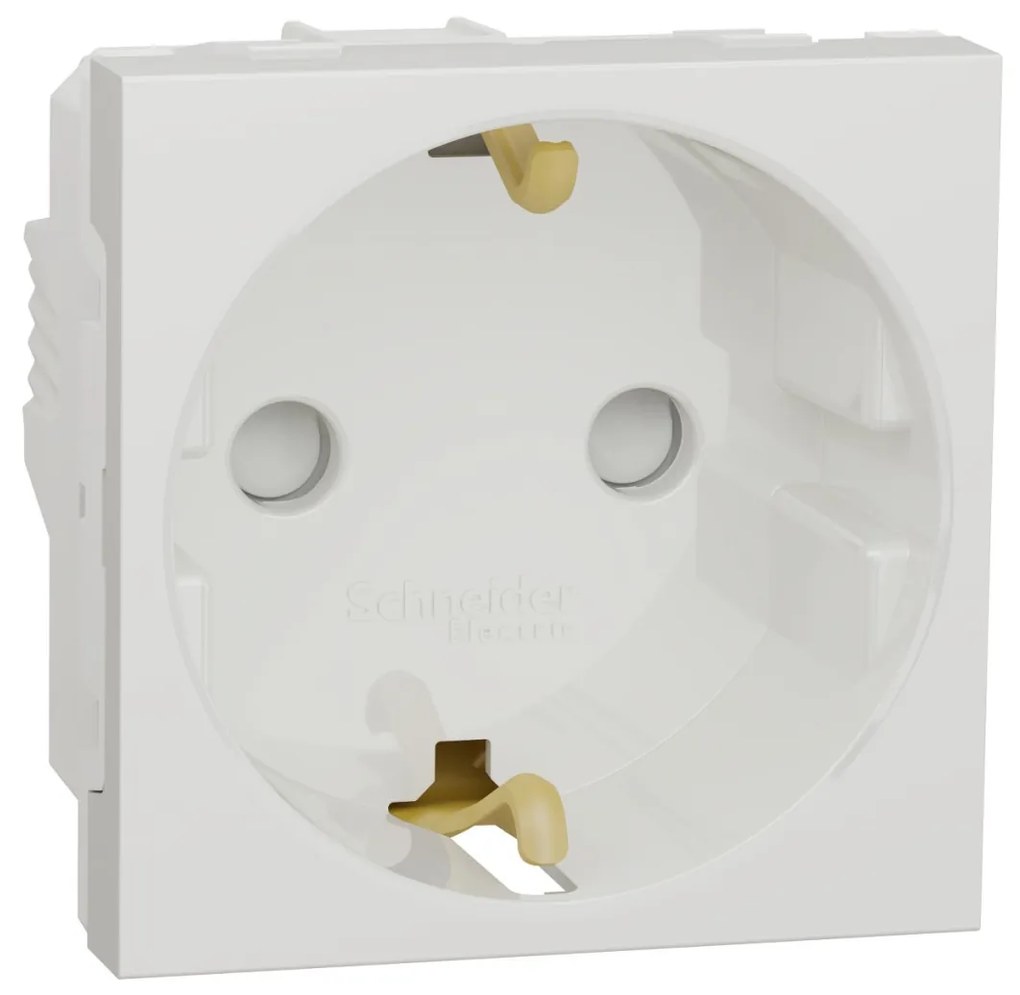 Priza simpla cu impamantare, standard german, cu obturatoare, 2 module, 16A, alba, Schneider Noua Unica