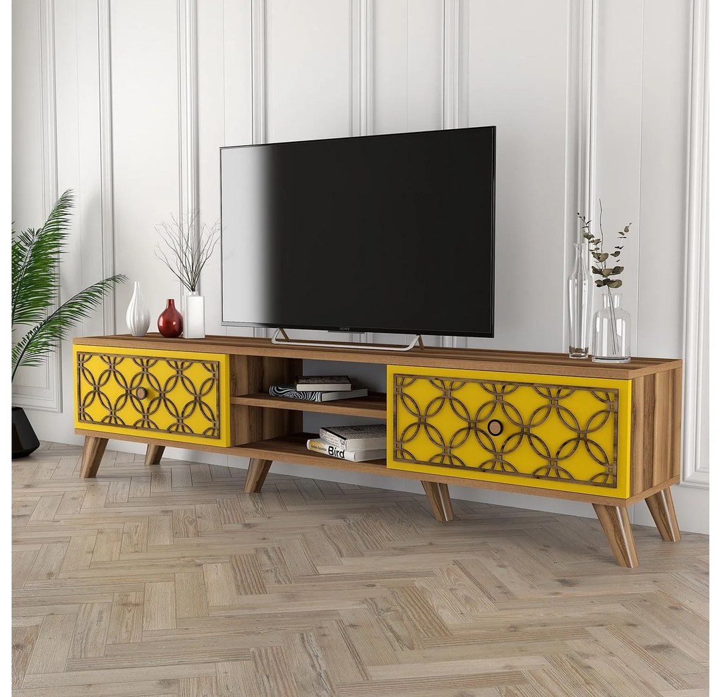 Masă TV/Dulap Classy (Nuc + Galben). 1088910