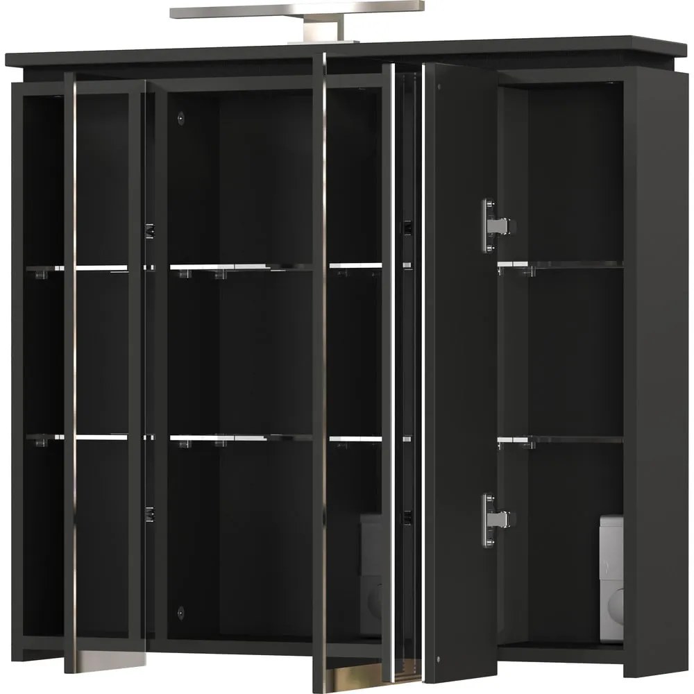 Dulap de baie gri antracit cu oglindă/cu iluminare 76x74 cm Modesto – Germania