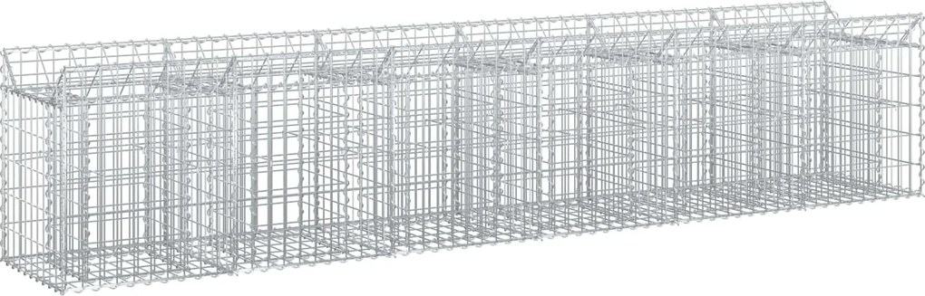 vidaXL Pat ridicat din gabion 2 pcs Argintiu 300 x 50 x 60 cm
