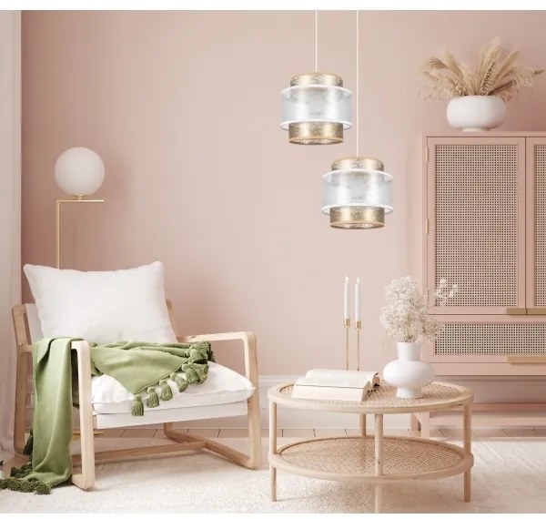 Lustră pe cablu GABI 2xE27/60W/230V aurie/albă d. 30 cm