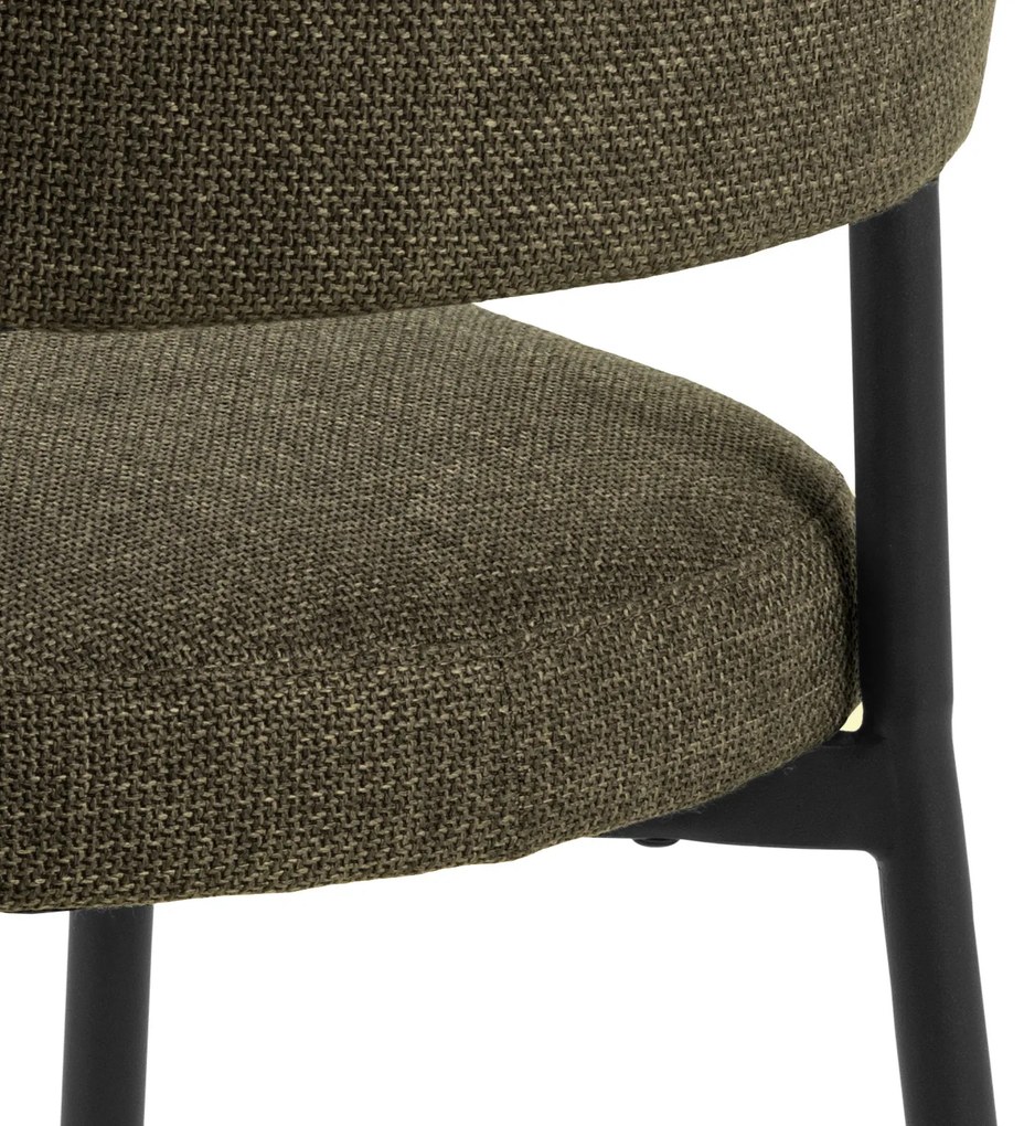 MAZZONI EXPORT IRIS Verde Măsliniu (material Basel 77) - SCAUN MODERN TAPIȚAT CU ȚESĂTURĂ ÎMPLETITĂ PENTRU SALON/SUFRAGERIE LOFT