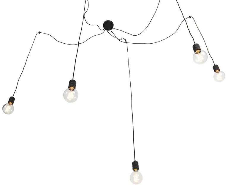 Lampă pendant de design neagră cu 5 lumini - Cavalux