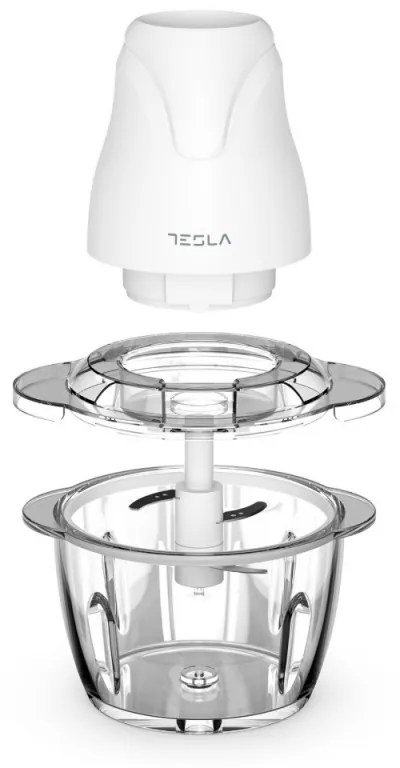 Tocator electric de alimente Tesla FC302W, 400W, Cupa de sticla, 1 L, 4 lame, Alb