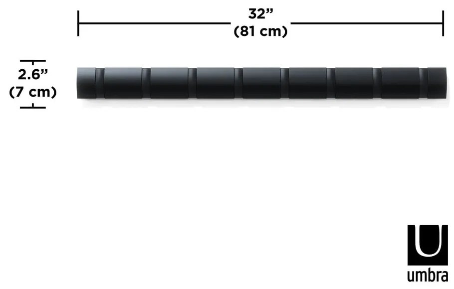Cuier de perete negru din lemn masiv de frasin Flip – Umbra