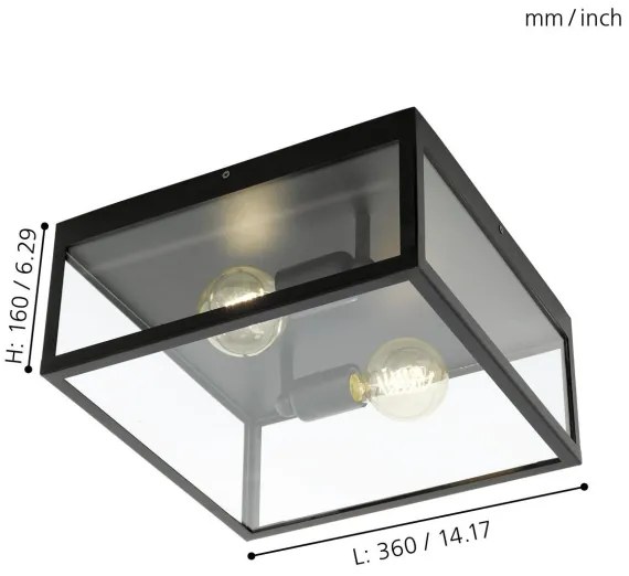 Plafonieră Eglo 49392 CHARTERHOUSE 2xE27/60W/230V