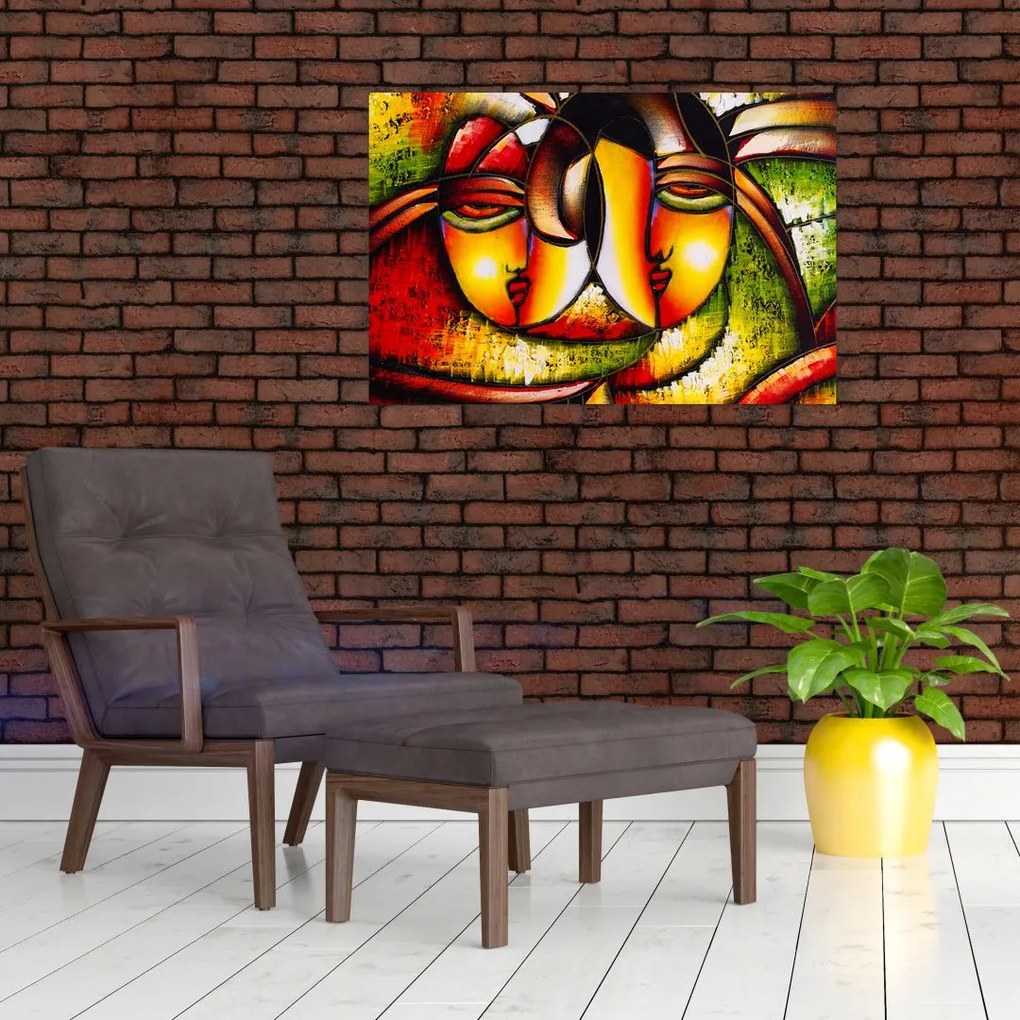 Tablou - Pictură în ulei, chipuri abstracte (90x60 cm)