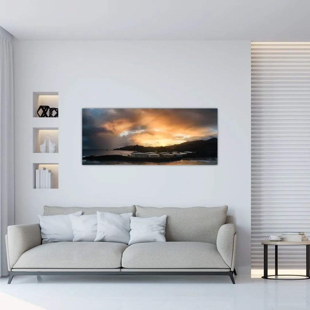 Tablou - plaja cu cerul întunecat (120x50 cm)