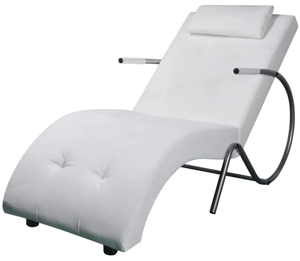 244095 vidaXL Șezlong cu pernă, alb, piele ecologică
