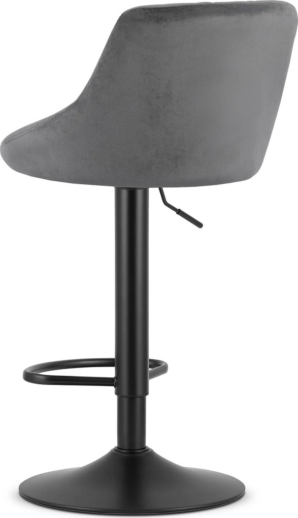 OFERTA Scaun de bar gri VELVET KAST cu picior negru II calitate
