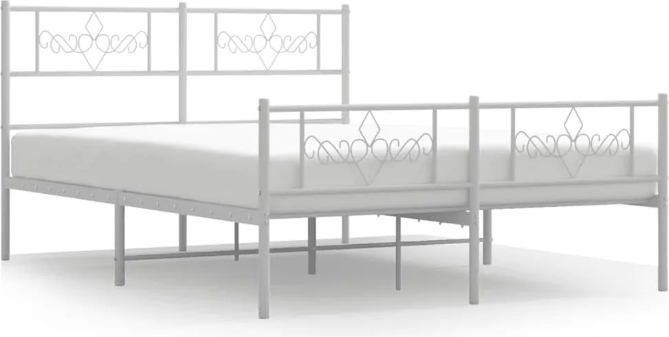 vidaXL Cadru de pat metalic cu tăblie, alb, 140x200 cm