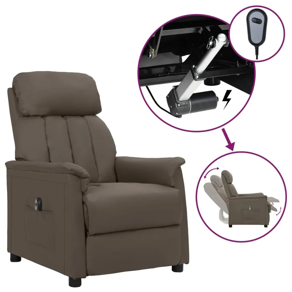3098496 vidaXL Fotoliu rabatabil electric, gri, piele ecologică