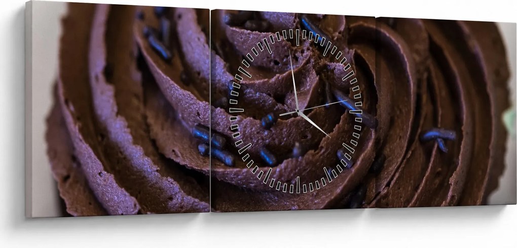 Tablou - Cupcake din ciocolată (cu ceas) (90x30 cm)