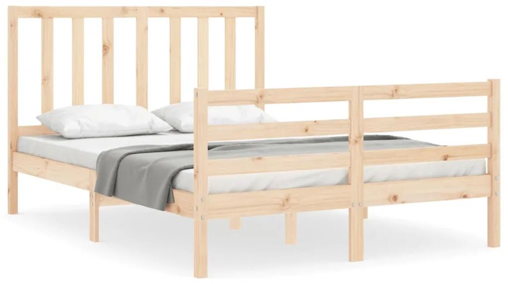 3193836 vidaXL Cadru de pat cu tăblie, 140x190 cm, lemn masiv