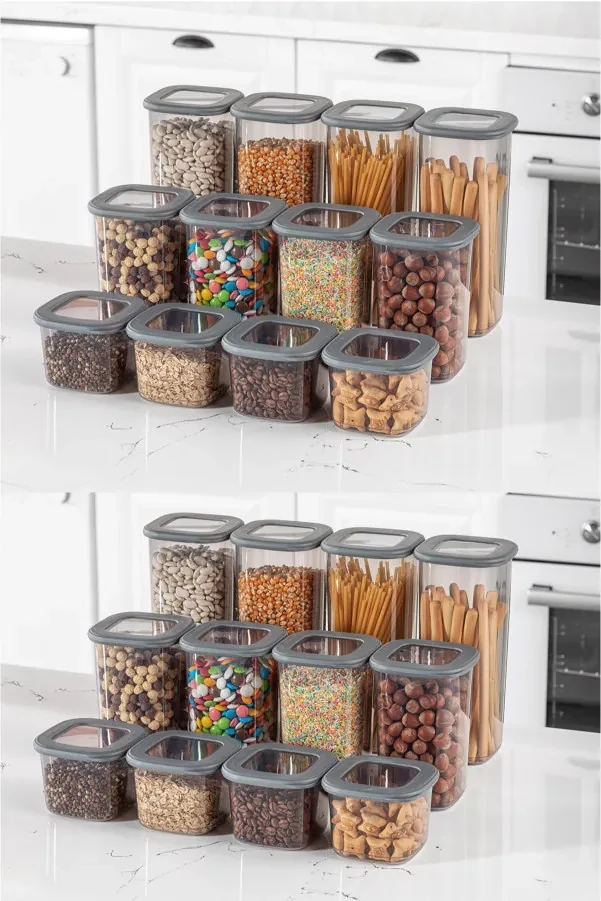 Set de Cutii pentru Depozitare, 24 Piese, Culoare Antracit, 964FRM1109
