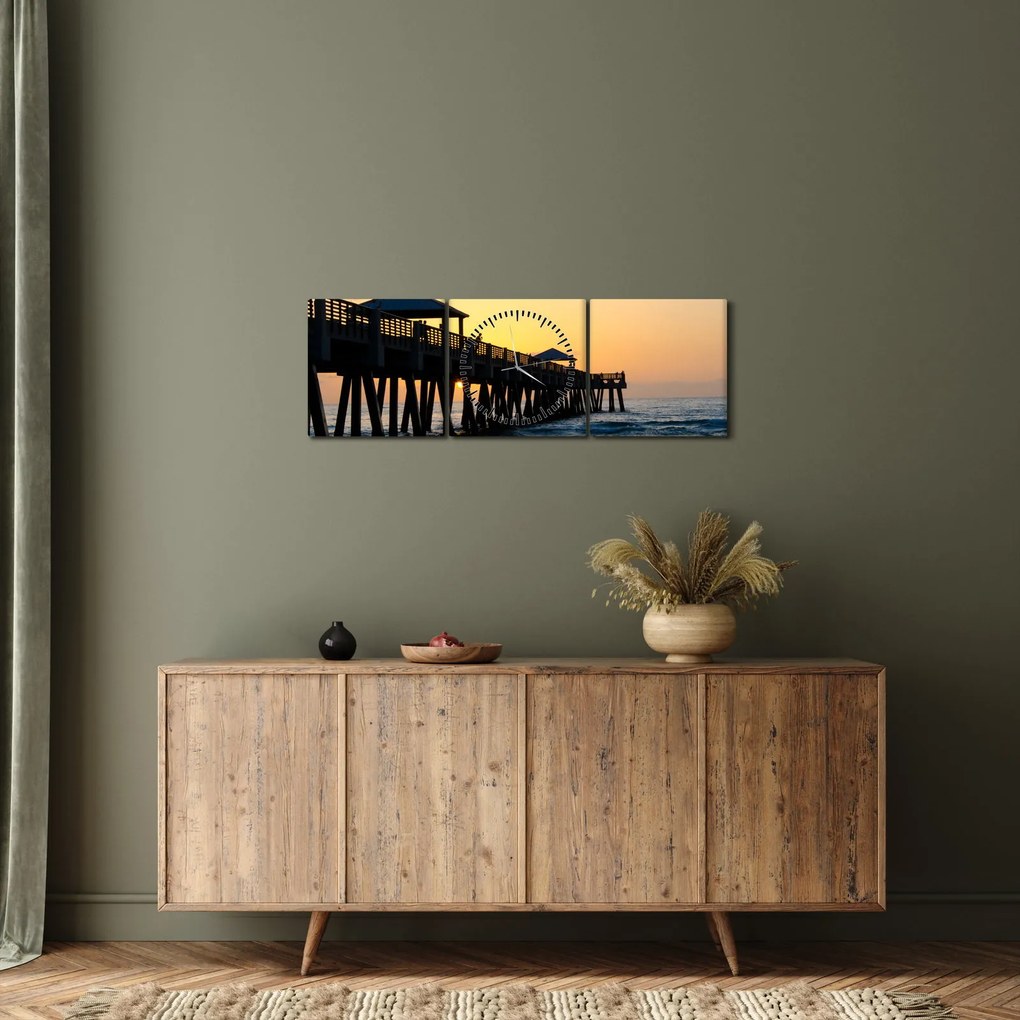 Tablou cu plaja (cu ceas) (90x30 cm)
