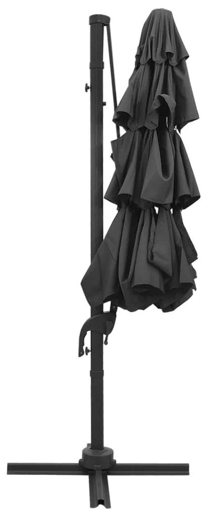 Umbrelă de soare 4 niveluri, stâlp de aluminiu, antracit, 3x3 m