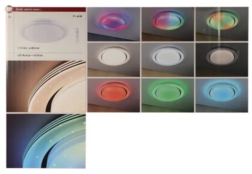 Plafonieră dimabilă LED RGBW/38,5W RAINBOW 230V Paulmann 70547 + telecomandă
